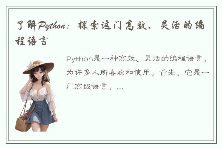 了解Python：探索这门高效、灵活的编程语言