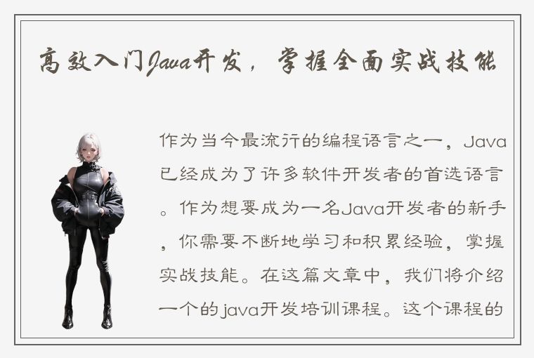 高效入门Java开发，掌握全面实战技能