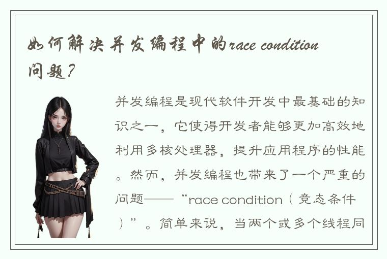 如何解决并发编程中的race condition问题？