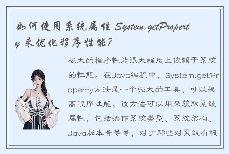 如何使用系统属性 System.getProperty 来优化程序性能？