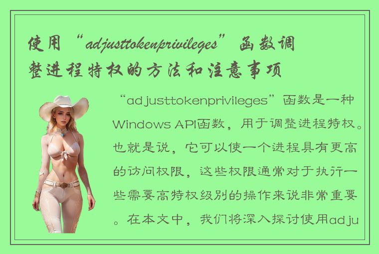 使用“adjusttokenprivileges”函数调整进程特权的方法和注意事项