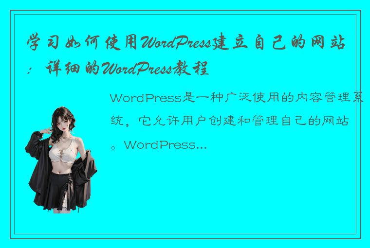 学习如何使用WordPress建立自己的网站：详细的WordPress教程