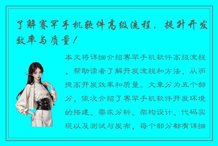 了解赛罕手机软件高级流程，提升开发效率与质量！